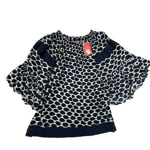 NEW Macbeth Collection Margaret Josephs Tunic Bohemian Bell Sleeve Blouse Small